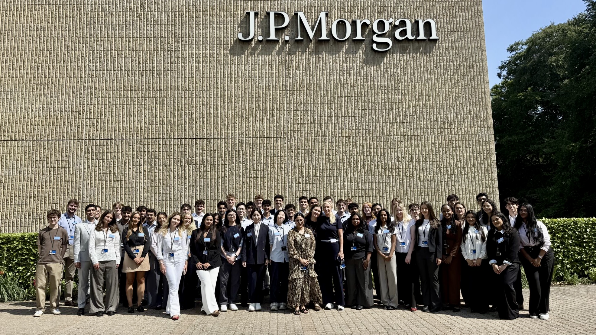 Tom Lam with the JPMorganChase software engineering intern cohort